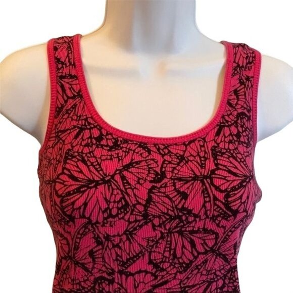Miley Cyrus Tank Top Pink and Black Butterflies Junior Large - Picture 4 of 7
